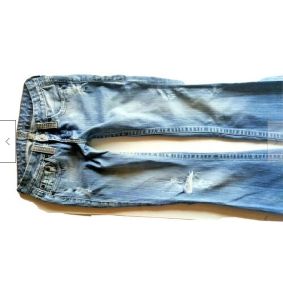 Bebe Jeans Rhinestone Embellished BLING Distressed Flare Bootcut - Picture 4 of 6